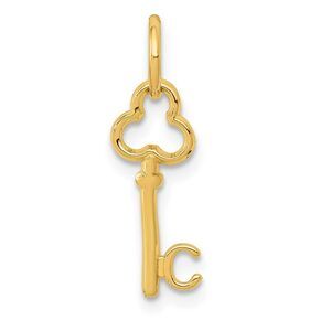 14k Yellow Gold, Hannah Collection, Mini Initial C Shamrock Key Charm